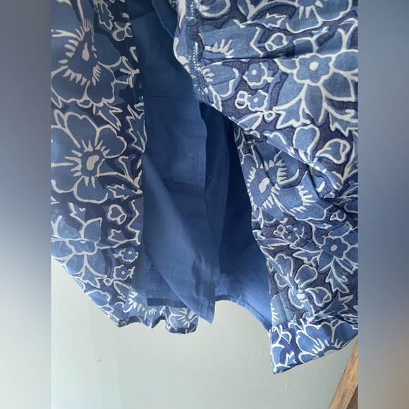 J Crew NWT Ruffle Tiered Blue Size 4 Floral Midi Short Sleeve Dress Cotton Light - Picture 8 of 14